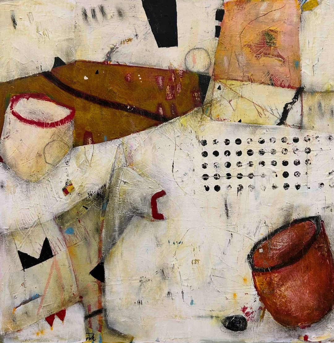 Konst. Abstrakt målning i akryl av Åsa Wängelin