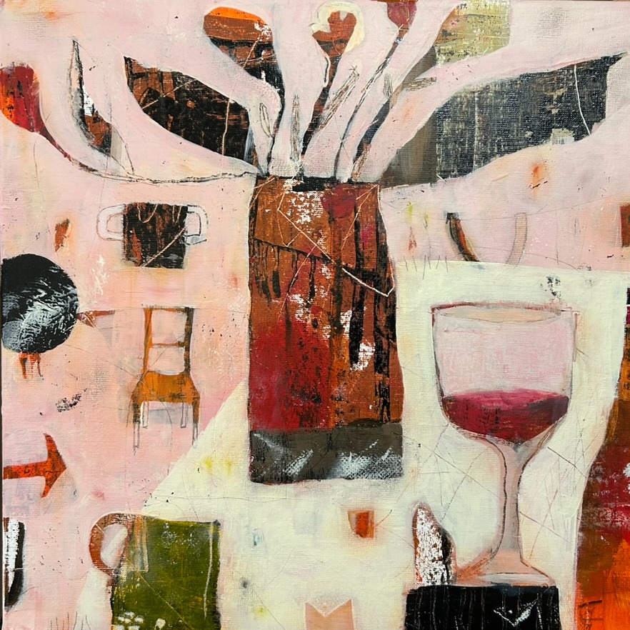 Konst i Gävle. Abstrakt målning i akryl av Åsa Wängelin